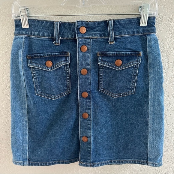 Madewell Stretch Denim Straight Mini Skirt: Pieced Edition - Picture 5 of 11